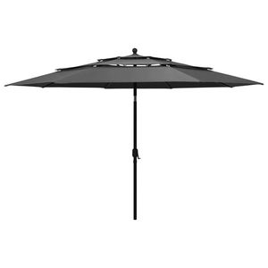 vidaXL Umbrelă de grădină 3 niveluri, stâlp aluminiu, antracit, 3, 5 m imagine