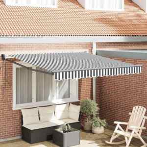 vidaXL Copertină retractabilă antracit/alb, 3x2, 5 m, textil/aluminiu imagine