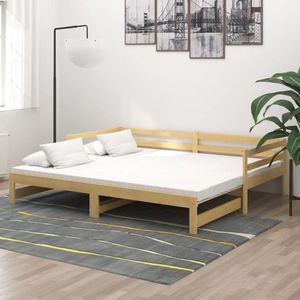 vidaXL Pat extensibil de zi, 2x(90x200) cm, lemn masiv de pin imagine