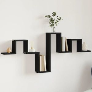 vidaXL Raft de perete, negru, 104, 5x10x43 cm, lemn prelucrat imagine