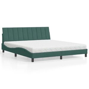 vidaXL Pat cu saltea, verde închis, 180x200 cm, catifea imagine