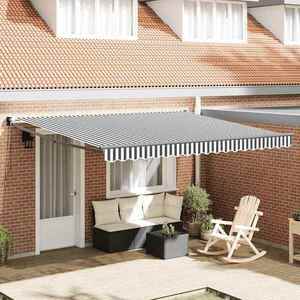 vidaXL Copertină retractabilă antracit/alb, 4x3 m, textil/aluminiu imagine