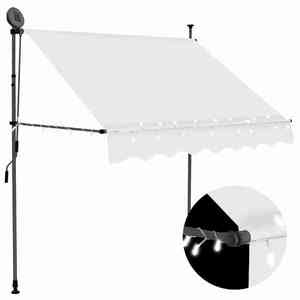 vidaXL Copertină retractabilă manual cu LED, crem, 100 cm imagine