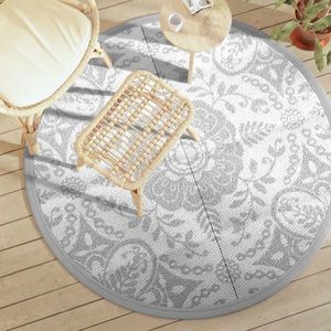 vidaXL Covor de exterior, ARAKIL gri deschis, Ø160 cm, PP imagine