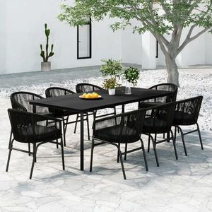 vidaXL Set mobilier de grădină, 9 piese, negru imagine