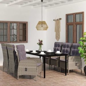 vidaXL Set de servit masa pentru grădină, 7 piese, gri și negru imagine