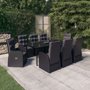 vidaXL Set mobilier de grădină cu perne, 9 piese, negru imagine
