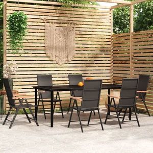 vidaXL Set de mobilier pentru grădină, 7 piese, negru imagine