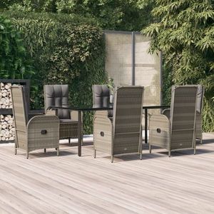 vidaXL Set mobilier de grădină cu perne, 7 piese, negru/gri, poliratan imagine