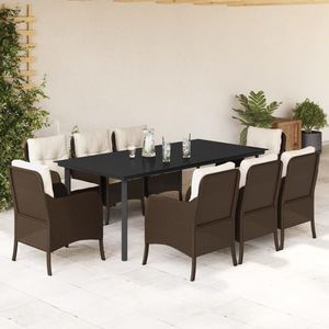 vidaXL Set mobilier de grădină cu perne, 9 piese, maro, poliratan imagine