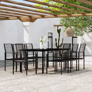 vidaXL Set mobilier de grădină, 9 piese, negru imagine