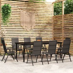 vidaXL Set mobilier de grădină, 9 piese, negru imagine