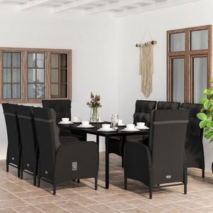 vidaXL Set mobilier de grădină cu perne, 9 piese, negru imagine