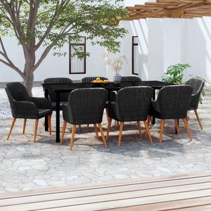 vidaXL Set mobilier de grădină cu perne, 9 piese, negru imagine