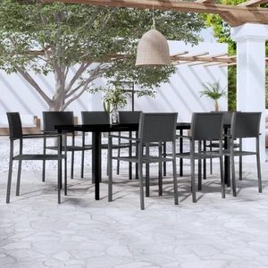 vidaXL Set mobilier de grădină, 9 piese, negru imagine