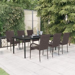 vidaXL Set mobilier de grădină, 7 piese, maro și negru imagine