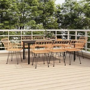 vidaXL Set mobilier de grădină, 9 piese, poliratan imagine