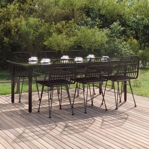 vidaXL Set mobilier de grădină, 7 piese, negru, poliratan imagine