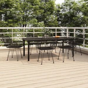 vidaXL Set mobilier de grădină, 7 piese, negru, poliratan imagine
