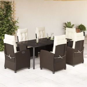 vidaXL Set mobilier de grădină cu perne, 7 piese, maro, poliratan imagine