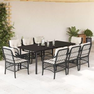 vidaXL Set mobilier de grădină cu perne, 9 piese, negru, poliratan imagine