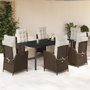 vidaXL Set mobilier de grădină cu perne, 7 piese, maro, poliratan imagine