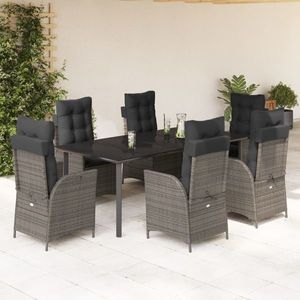 vidaXL Set mobilier de grădină cu perne, 7 piese, gri, poliratan imagine