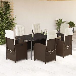 vidaXL Set mobilier de grădină cu perne, 7 piese, maro, poliratan imagine