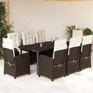 vidaXL Set mobilier de grădină cu perne, 9 piese, maro, poliratan imagine
