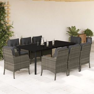 vidaXL Set mobilier grădină cu perne, 9 piese, gri, poliratan imagine