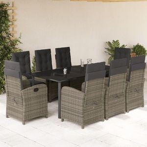 vidaXL Set mobilier grădină cu perne, 9 piese, gri, poliratan imagine