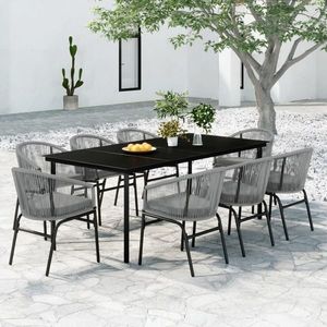 vidaXL Set mobilier de grădină, 9 piese, gri imagine