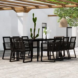 vidaXL Set de mobilier pentru grădină, 9 piese, negru imagine