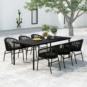 vidaXL Set de servit masa pentru grădină, 7 piese, negru imagine