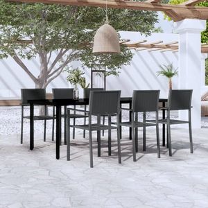 vidaXL Set mobilier de grădină, 7 piese, negru imagine