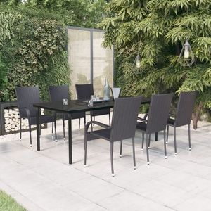 vidaXL Set mobilier de grădină, negru, 7 piese imagine