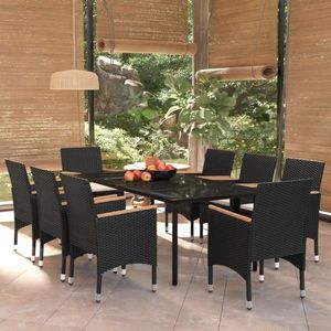vidaXL Set mobilier de grădină cu perne, 9 piese, negru imagine