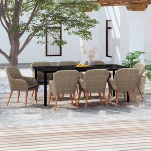 vidaXL Set mobilier de grădină cu perne, 9 piese, maro imagine