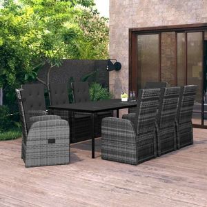 vidaXL Set mobilier pentru grădină, 9 piese, gri imagine