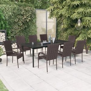 vidaXL Set mobilier de grădină, 9 piese, maro și negru imagine