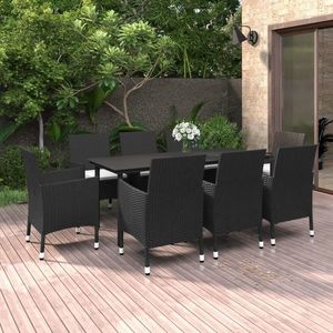 vidaXL Set mobilier de grădină cu perne, 9 piese, poliratan și sticlă imagine