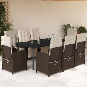 vidaXL Set mobilier de grădină cu perne, 9 piese, maro, poliratan imagine