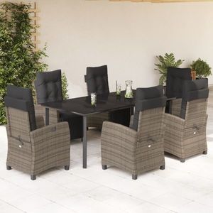 vidaXL Set mobilier de grădină cu perne, 7 piese, gri, poliratan imagine