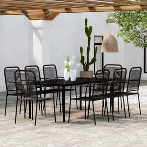 vidaXL Set mobilier de grădină, 9 piese, negru imagine