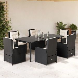 vidaXL Set mobilier de grădină cu perne, 7 piese, negru, poliratan imagine
