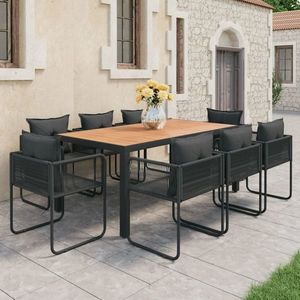 vidaXL Set mobilier de grădină, 9 piese, negru și maro, ratan PVC imagine
