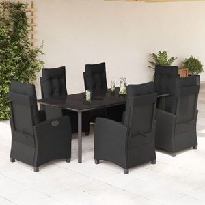 vidaXL Set mobilier de grădină cu perne, 7 piese, negru, poliratan imagine