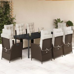 vidaXL Set mobilier de grădină cu perne, 9 piese, maro, poliratan imagine