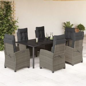 vidaXL Set mobilier de grădină cu perne, 7 piese, gri, poliratan imagine