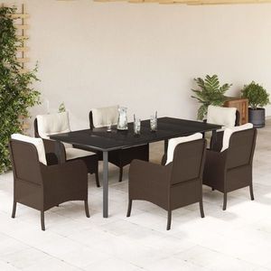 vidaXL Set mobilier de grădină cu perne, 7 piese, maro, poliratan imagine